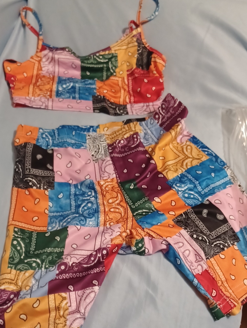 2/$10 Two Piece Set Multi-color Bandana Print